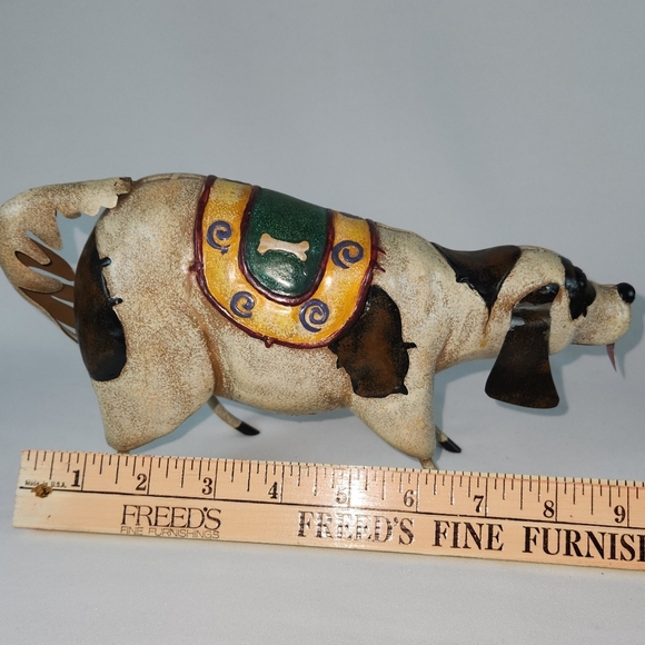 Adorable Resin Dog with Metal Tail, Ears, Tang Figurine 10.2" x 2.8" and 5.6"T - Picture 6 of 6